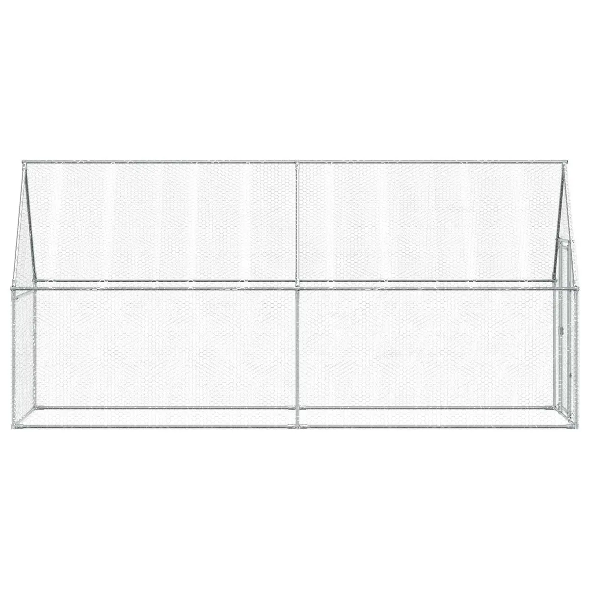 Chicken Cage Galvanised Steel 400 x 100 x 190 cm Silver
