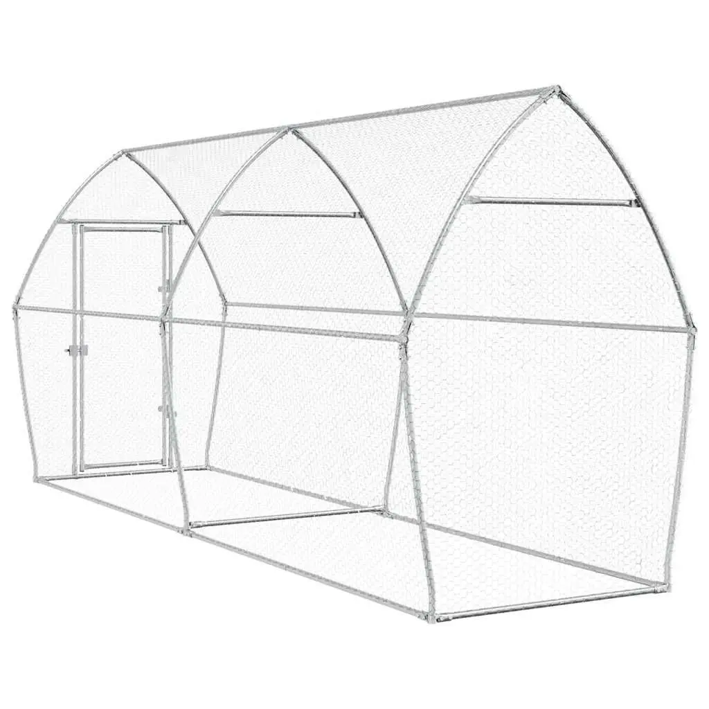 Chicken Cage Galvanised Steel 400x105x182 cm Silver