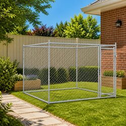 Sturdy Outdoor Dog Cage with Lockable Door - Grey 2x2x1.5 m