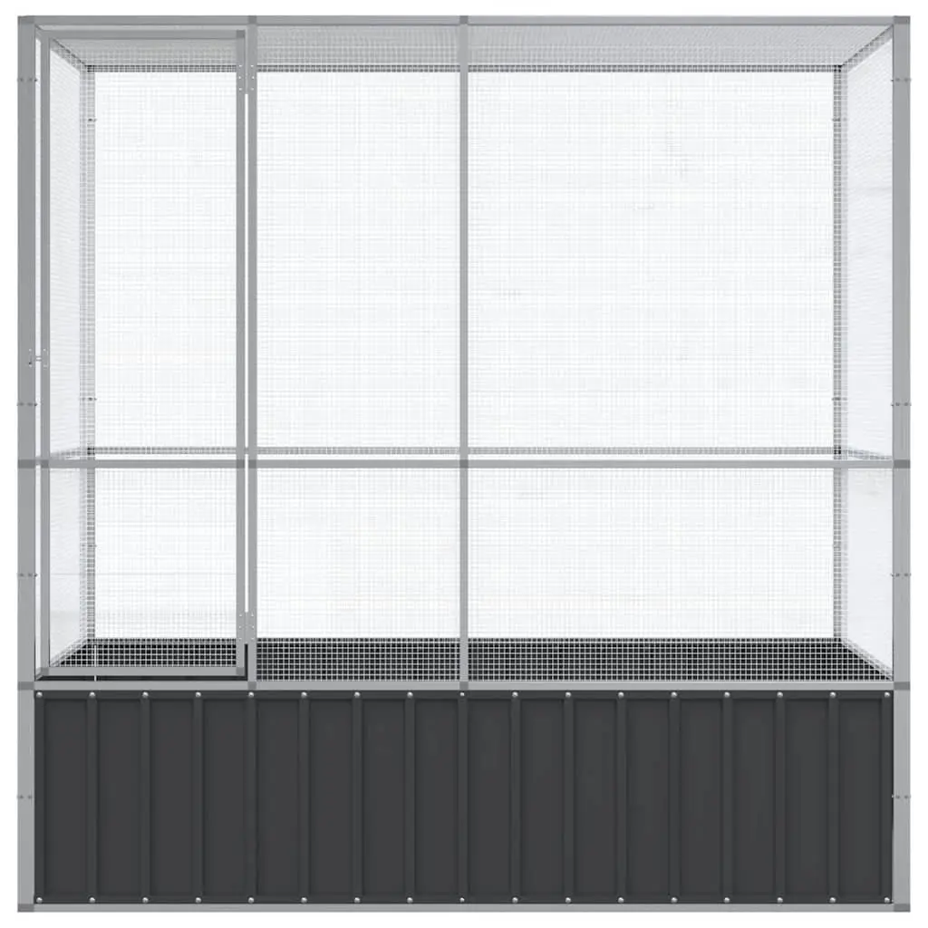 Bird Aviary Cage Galvanised Steel Large Silver Indoor Outdoor Parrot Budgie Enclosure