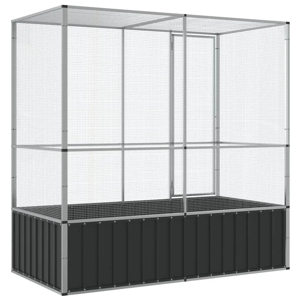 Bird Aviary Cage Galvanised Steel Large Silver Indoor Outdoor Parrot Budgie Enclosure