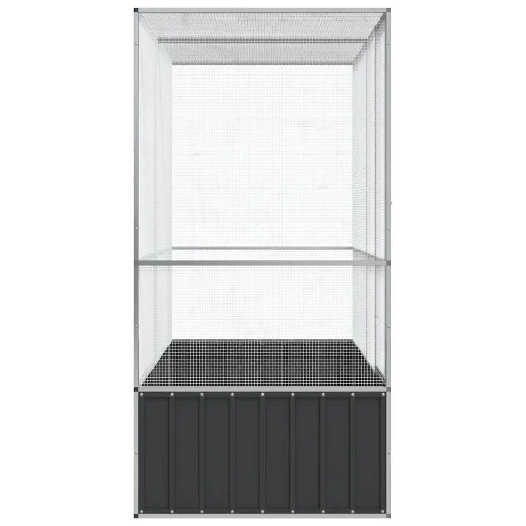 Bird Aviary Cage Galvanised Steel Large Silver Indoor Outdoor Parrot Budgie Enclosure