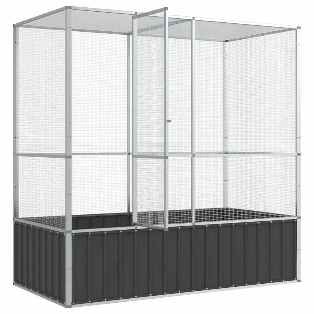 Bird Aviary Cage Galvanised Steel Large Silver Indoor Outdoor Parrot Budgie Enclosure