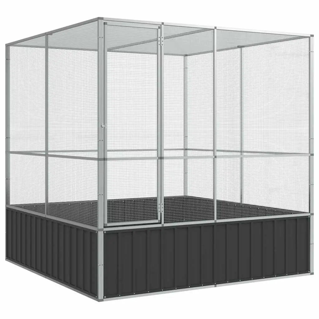 Bird Aviary Galvanised Steel Large 211x207x212cm Silver