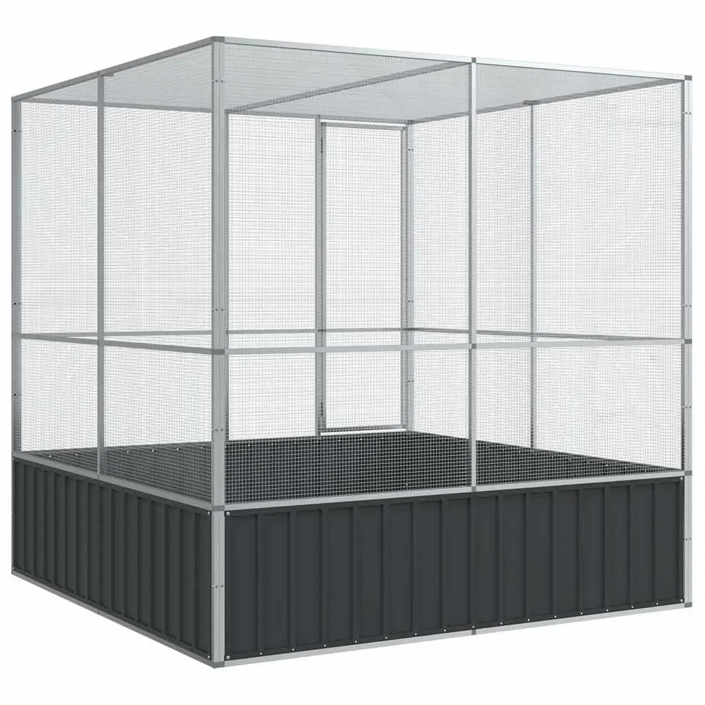 Bird Aviary Galvanised Steel Large 211x207x212cm Silver
