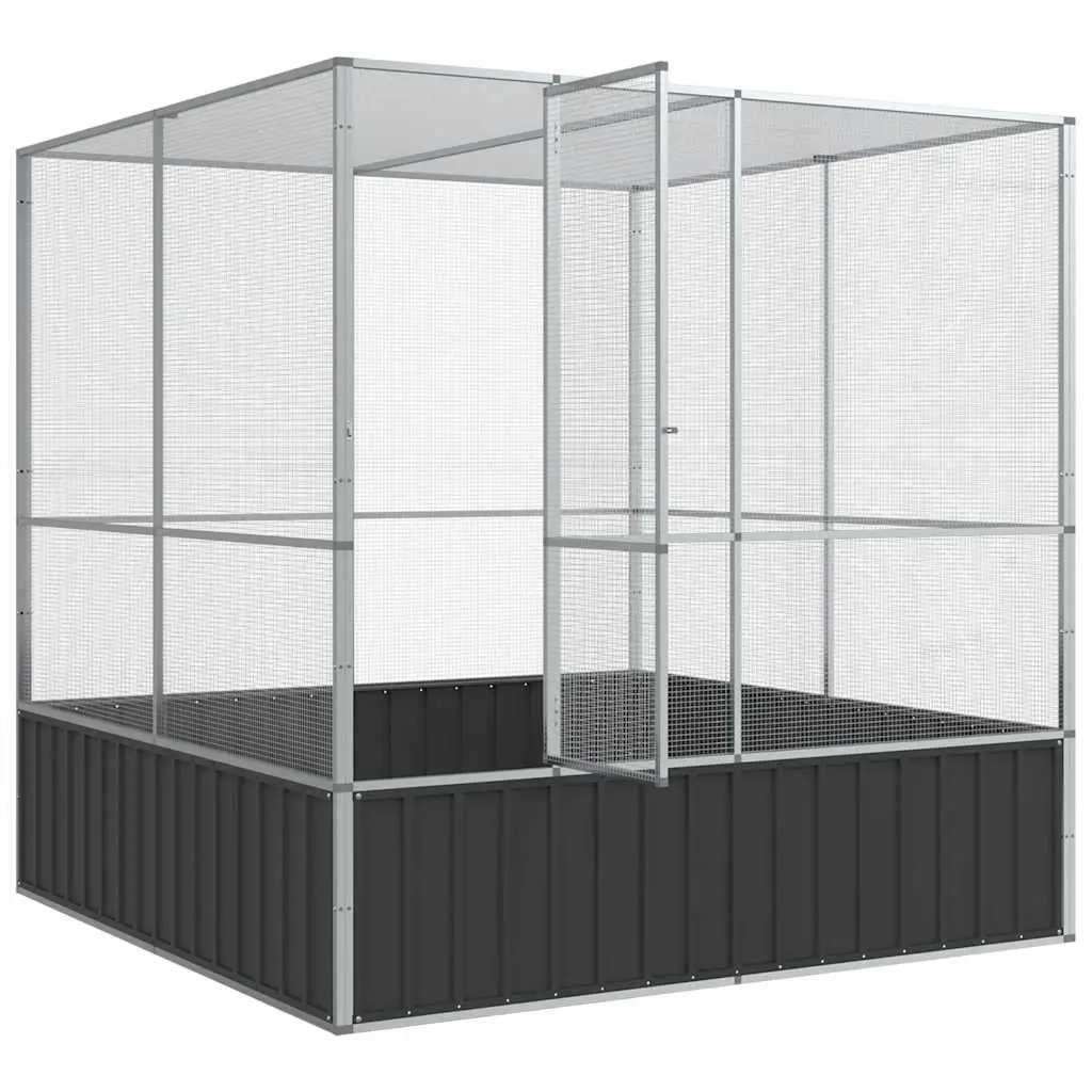 Bird Aviary Galvanised Steel Large 211x207x212cm Silver