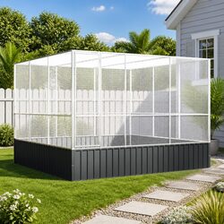 Large Galvanised Steel Bird Aviary 311x307x212cm
