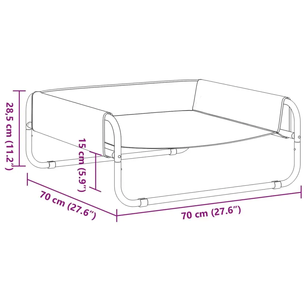 Elevated Dog Bed with Steel Frame in Anthracite