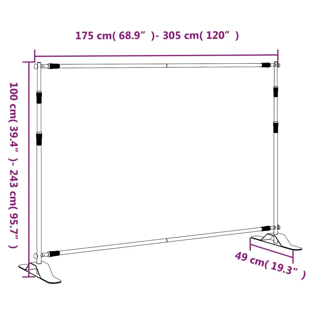 Black Adjustable Backdrop Stand for Photography 175-305cm