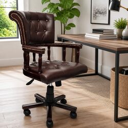 Adjustable Brown Swivel Office Chair for Enhanced Comfort
