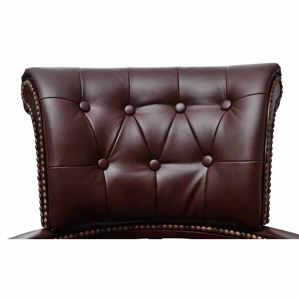 Swivel Office Chair Leather Mix Brown Adjustable Height