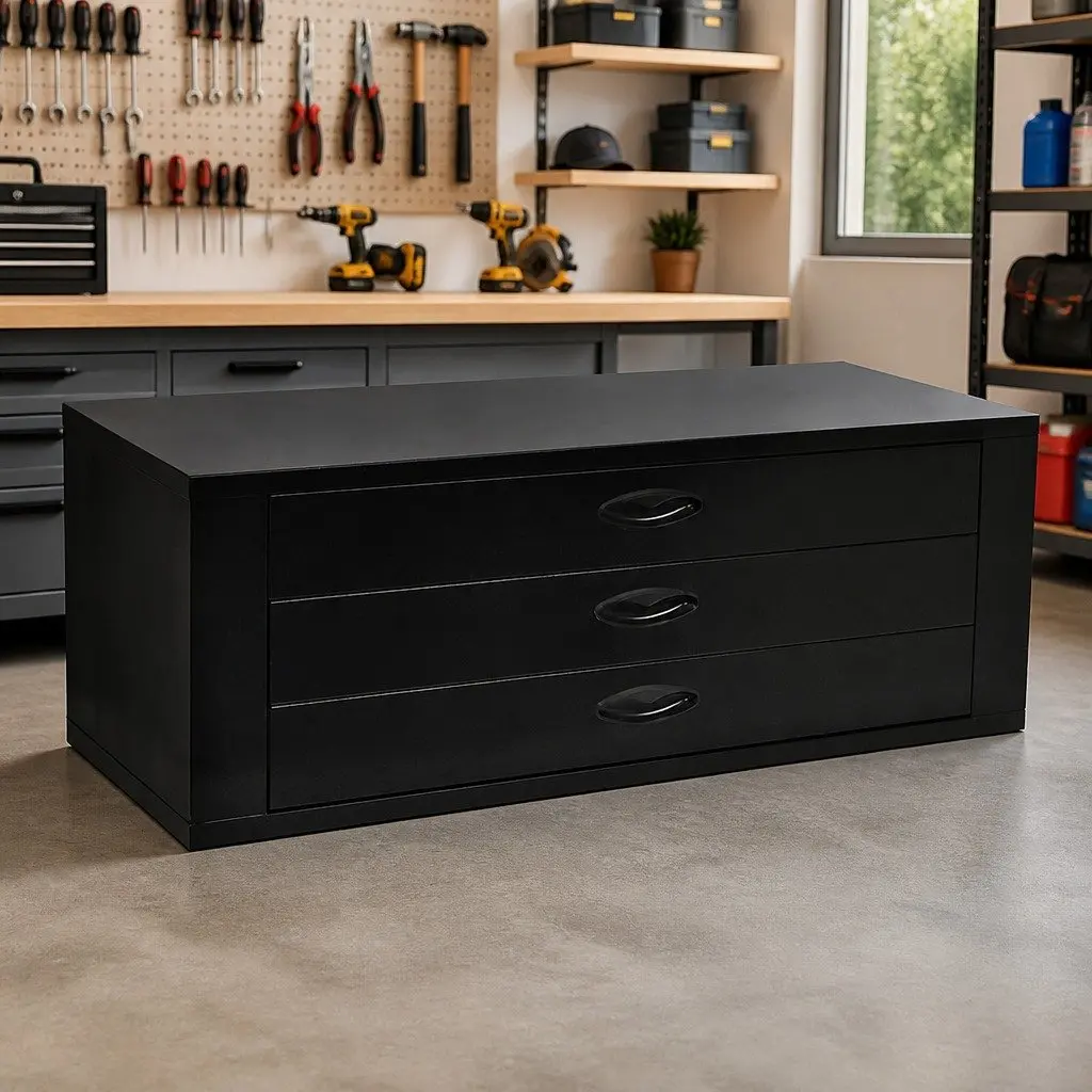 Metal Tool Chest with 3 Drawers in Black
