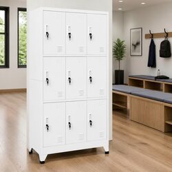 Durable 9 Compartment Locker Cabinet in Steel Grey 90x45x180cm