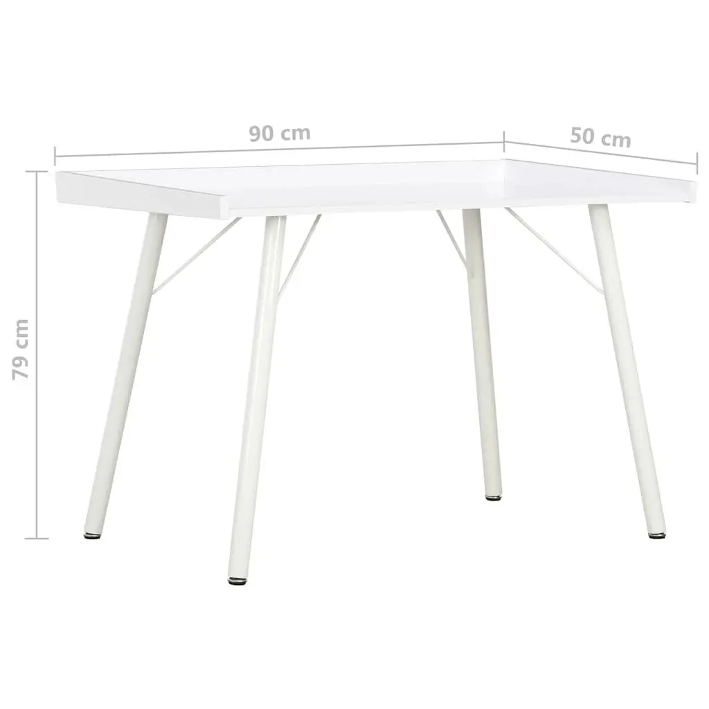 White Desk 90x50x79 cm Home Office Study Writing Table Compact Workstation