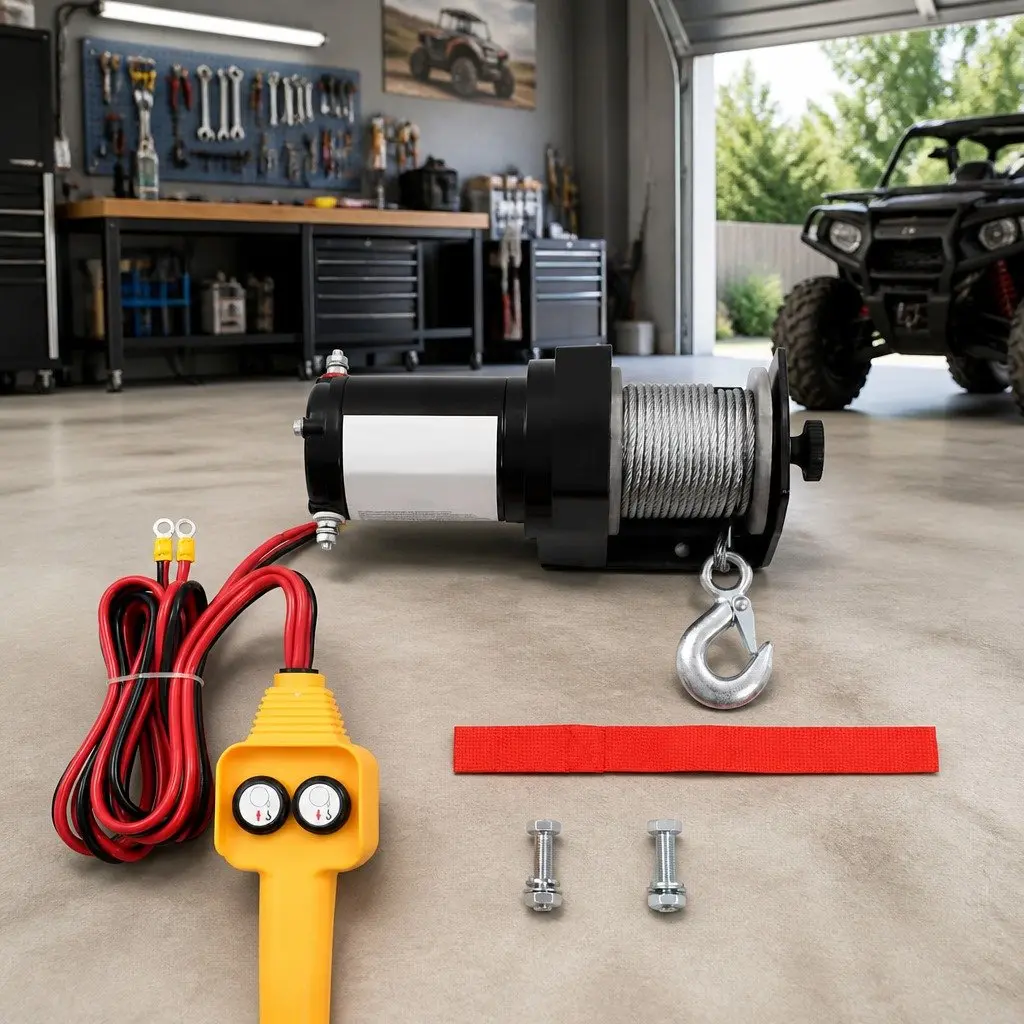 Electric Winch 12V Wire Rope 907kg Remote Control