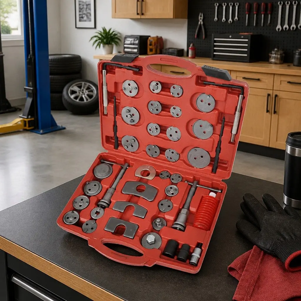 Brake Caliper Piston Wind Back Tool Kit Hardened Carbon Steel 40 Piece Set Silver