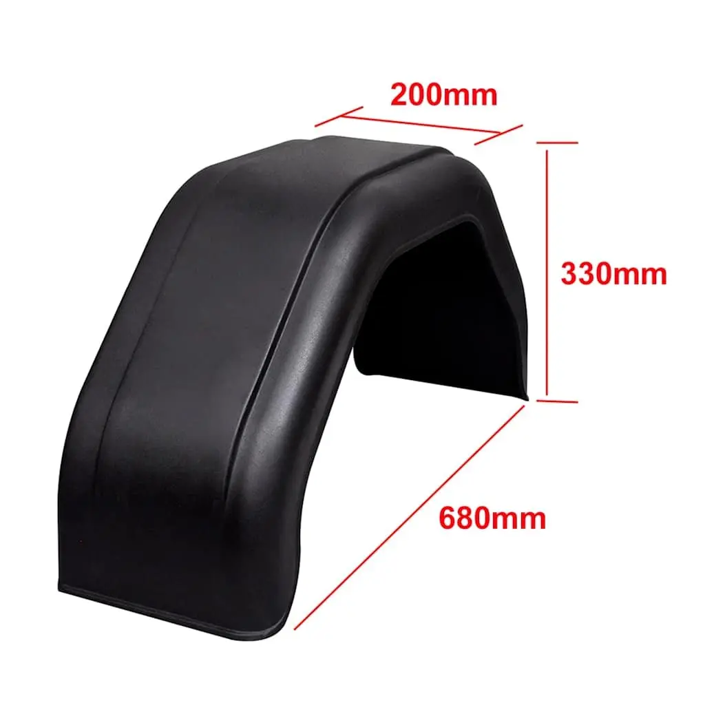 Black Mudguard Set for Trailer Wheels 200 x 680 mm