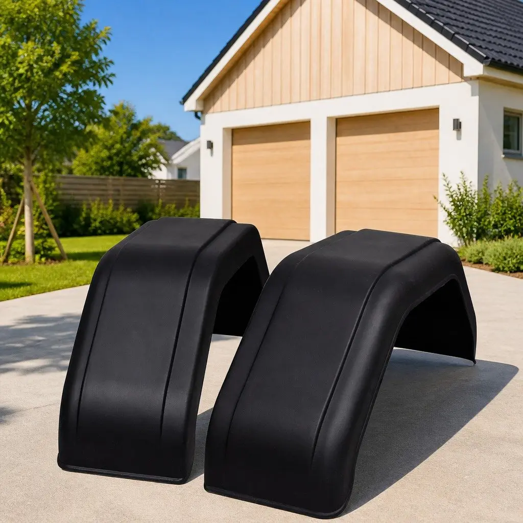 Black Mudguard Set for Trailer Wheels 220 x 760 mm