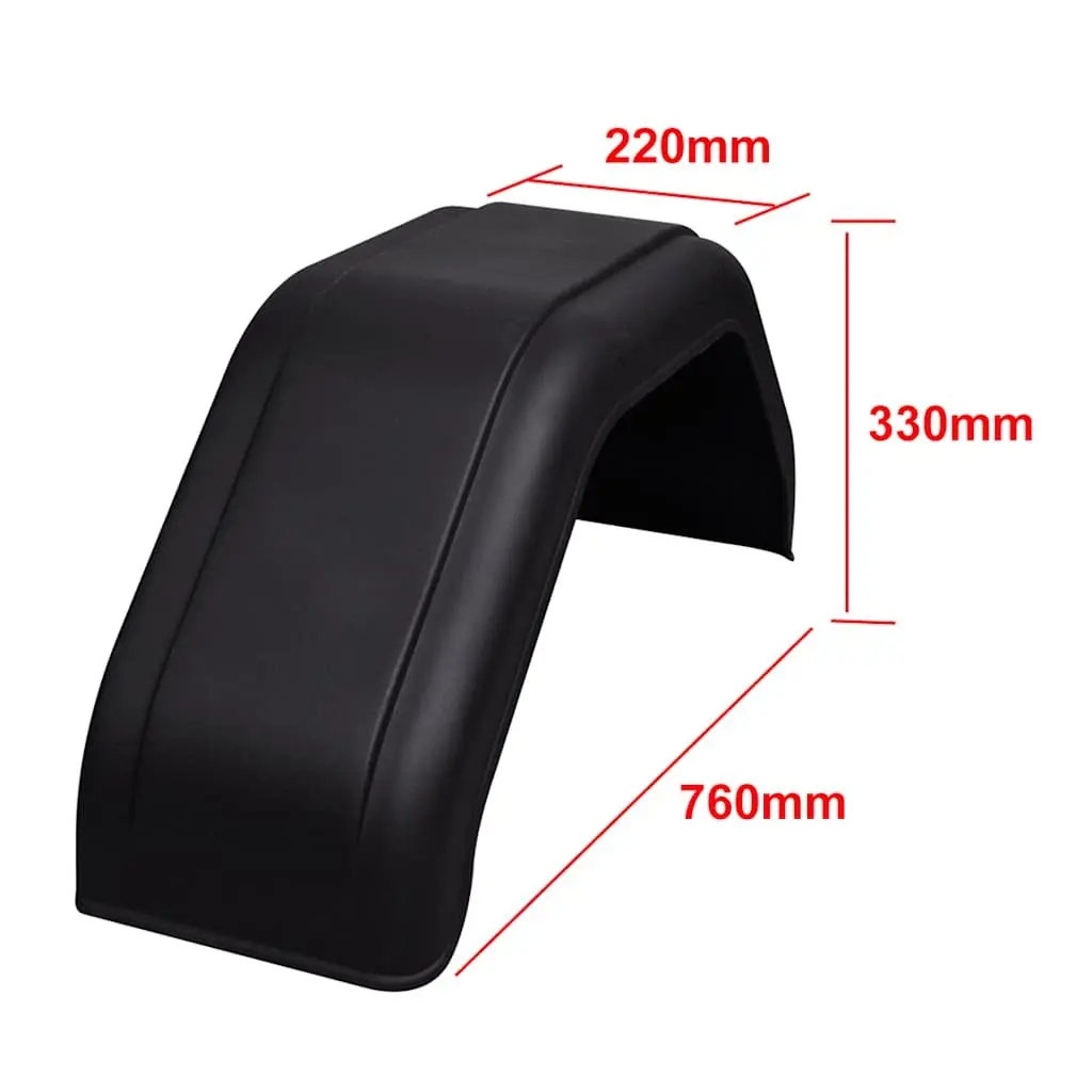 Black Mudguard Set for Trailer Wheels 220 x 760 mm