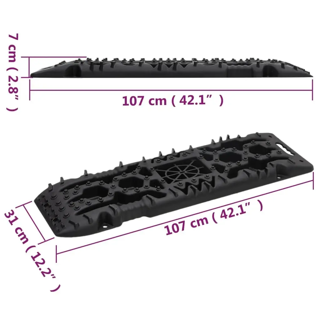 Traction Boards Reinforced Nylon 107 x 31 x 7 cm Black 2 Piece Recovery Tracks Off-Road Vehicle Wheel Grip Mat