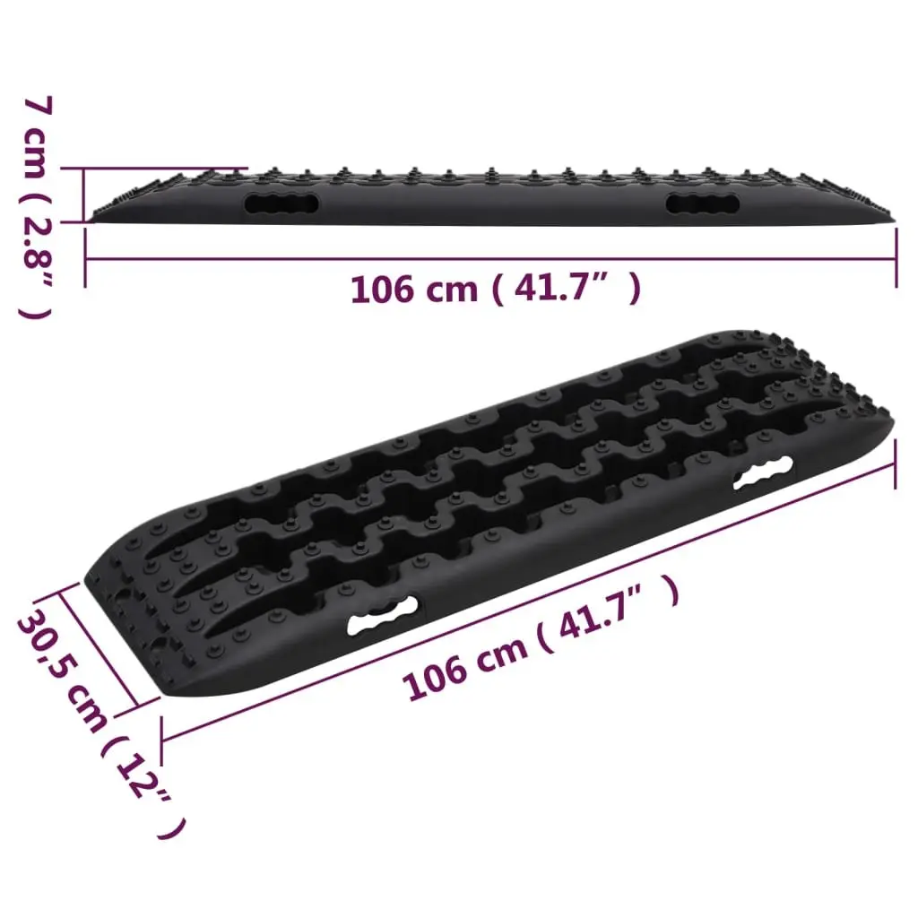 Traction Boards Reinforced Nylon 106 x 30.5 x 7 cm Black 2 Piece Off-Road Recovery Track Wheel Anti-Slip Teeth
