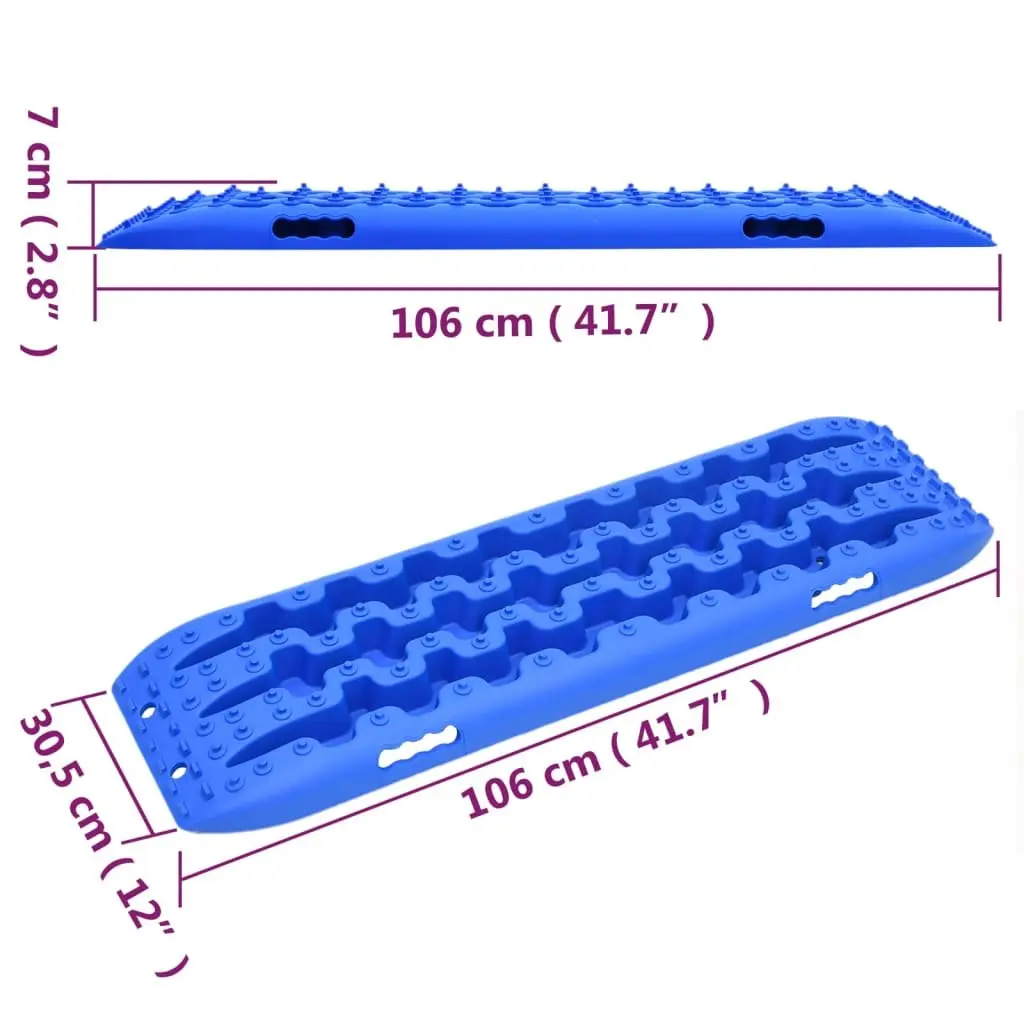 Traction Boards Reinforced Nylon 106x30.5x7 cm Blue 2 Piece Vehicle Recovery Off-Road Emergency Kit
