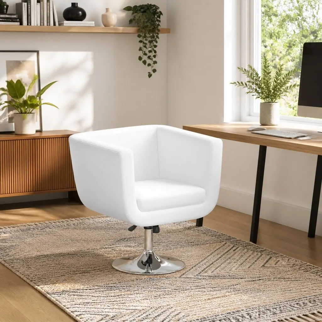 Adjustable Height White Swivel Armchair