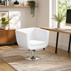 Modern Adjustable Height White Swivel Armchair