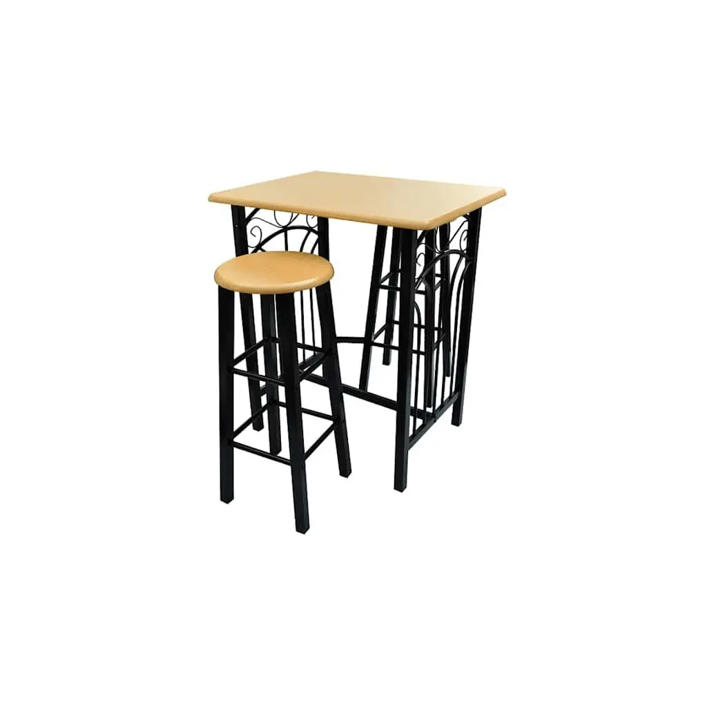 Breakfast Dining Set with Rectangular Table and 2 Stools