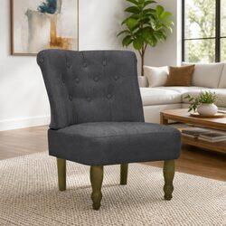 Grey Fabric French Style Arm Chair with Wooden Frame