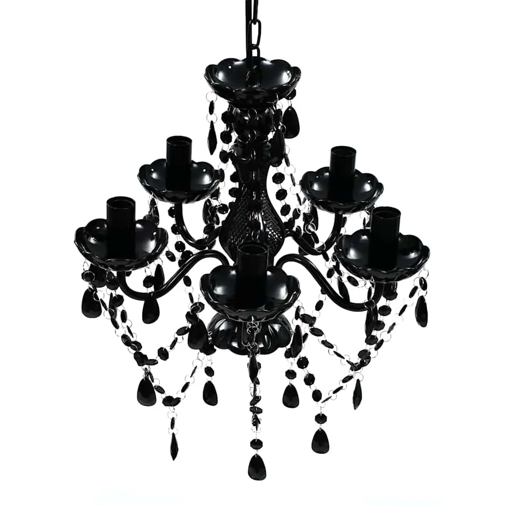Black Crystal Chandelier 5 Bulb Ceiling Light Fixture Living Room Bedroom Dining
