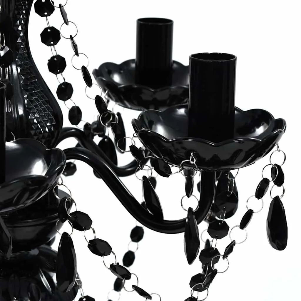 Black Crystal Chandelier 5 Bulb Ceiling Light Fixture Living Room Bedroom Dining