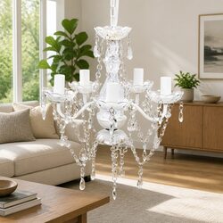 5-Bulb Crystal Glass Ceiling Chandelier for Home