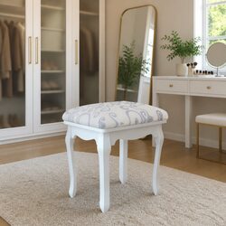 Vintage Dressing Stool with Curved Legs and Padded Seat