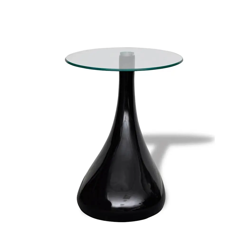 High Gloss Black Round Coffee Table with Glass Top