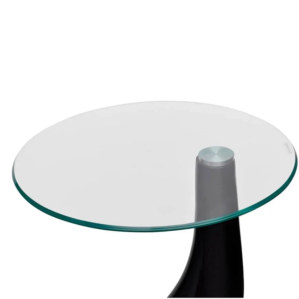 High Gloss Black Round Coffee Table with Glass Top