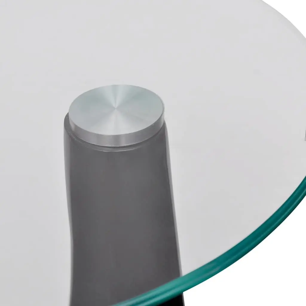 High Gloss Black Round Coffee Table with Glass Top