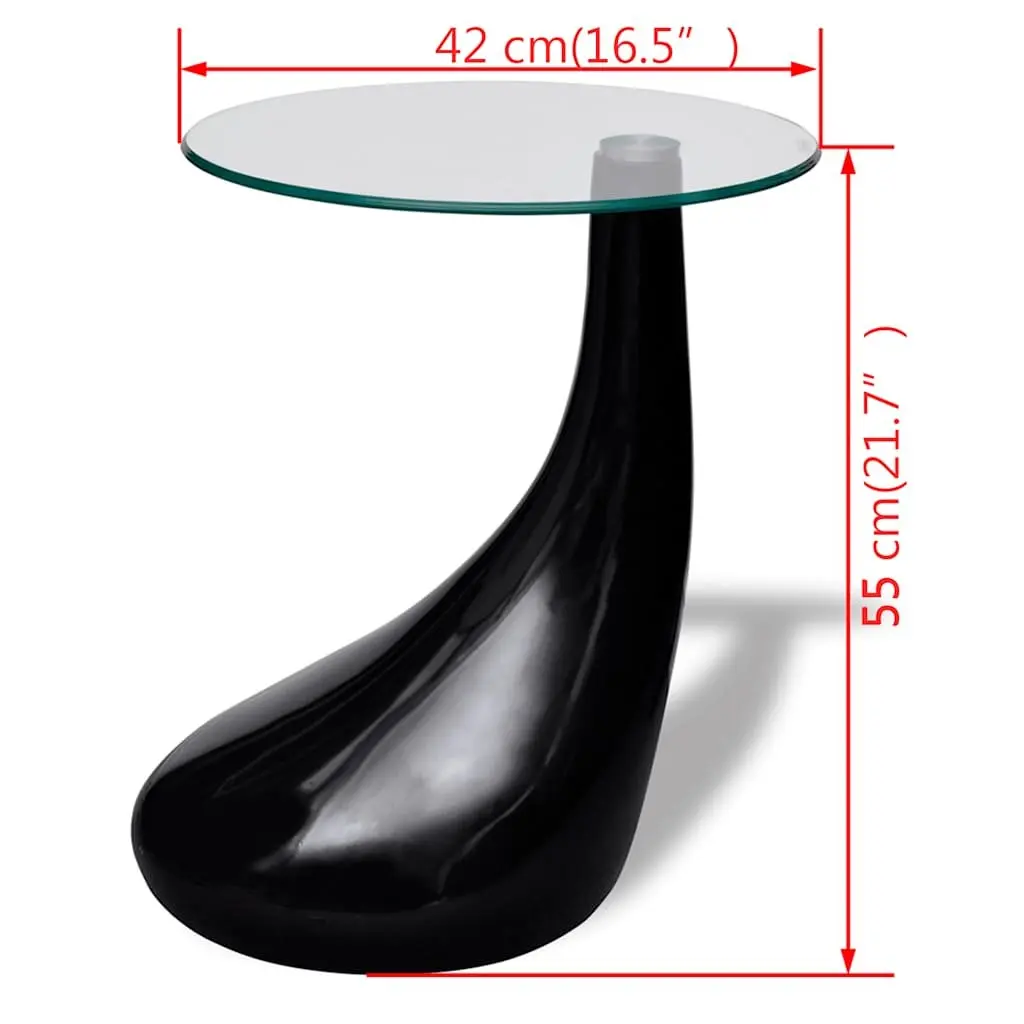 High Gloss Black Round Coffee Table with Glass Top