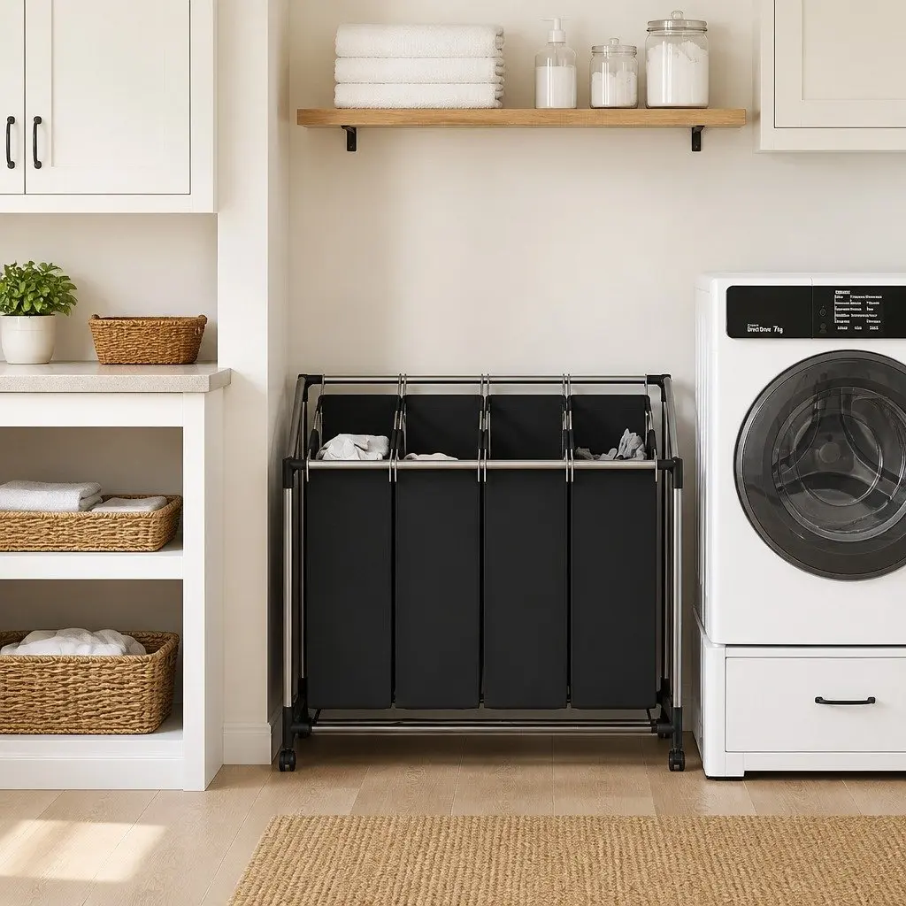 Laundry Sorter with 4 Bags and Wheels