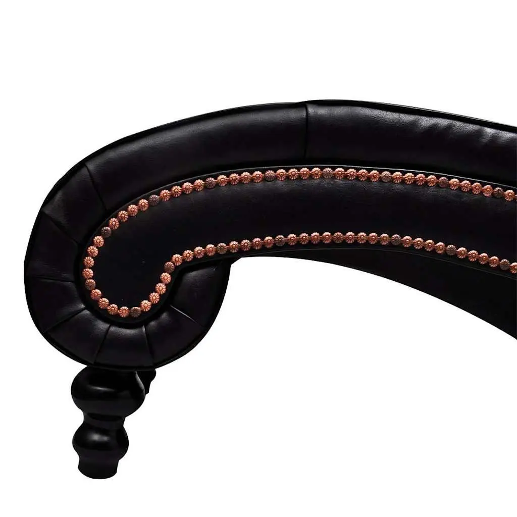 Brown Faux Leather Chaise Lounge with Button Tufting