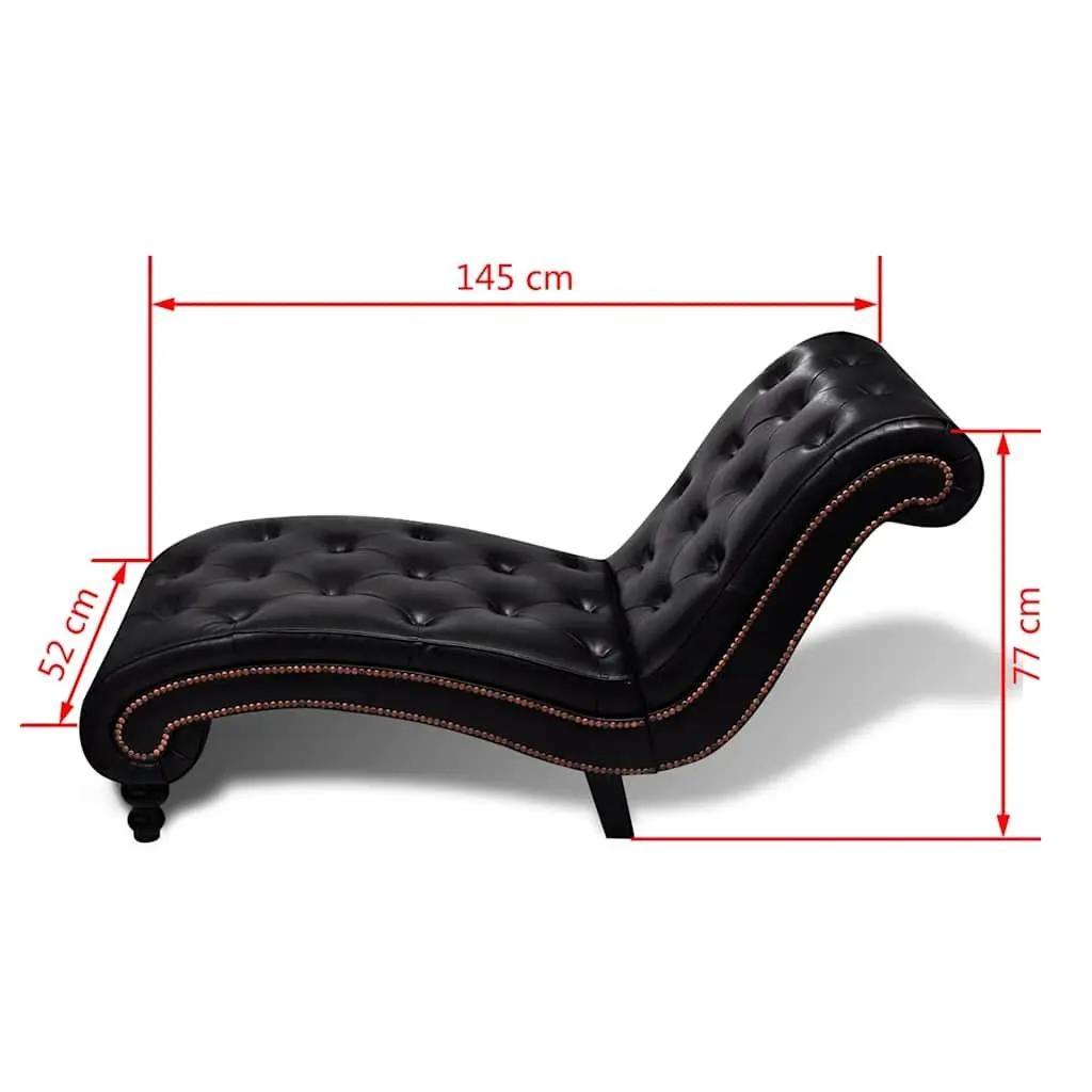 Brown Faux Leather Chaise Lounge with Button Tufting