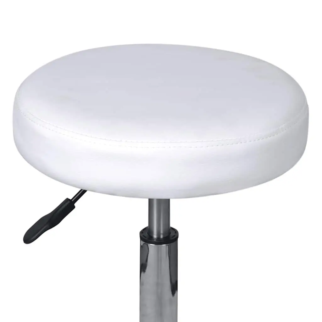 Adjustable Height White Office Stool with Gas Lift