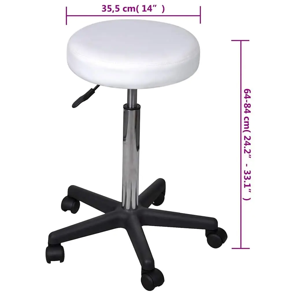 Adjustable Height White Office Stool with Gas Lift