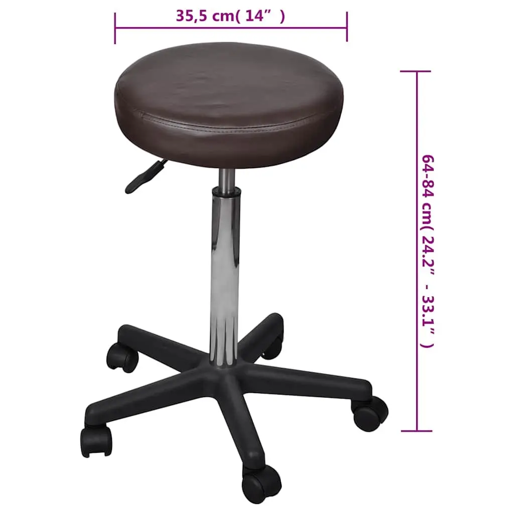 Office Stool Brown Adjustable Height Gas Lift Modern Design Lightweight Home