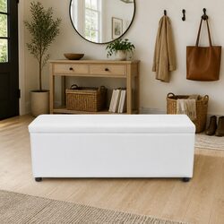 High-Quality White Storage Bench with Lift Top Mechanism