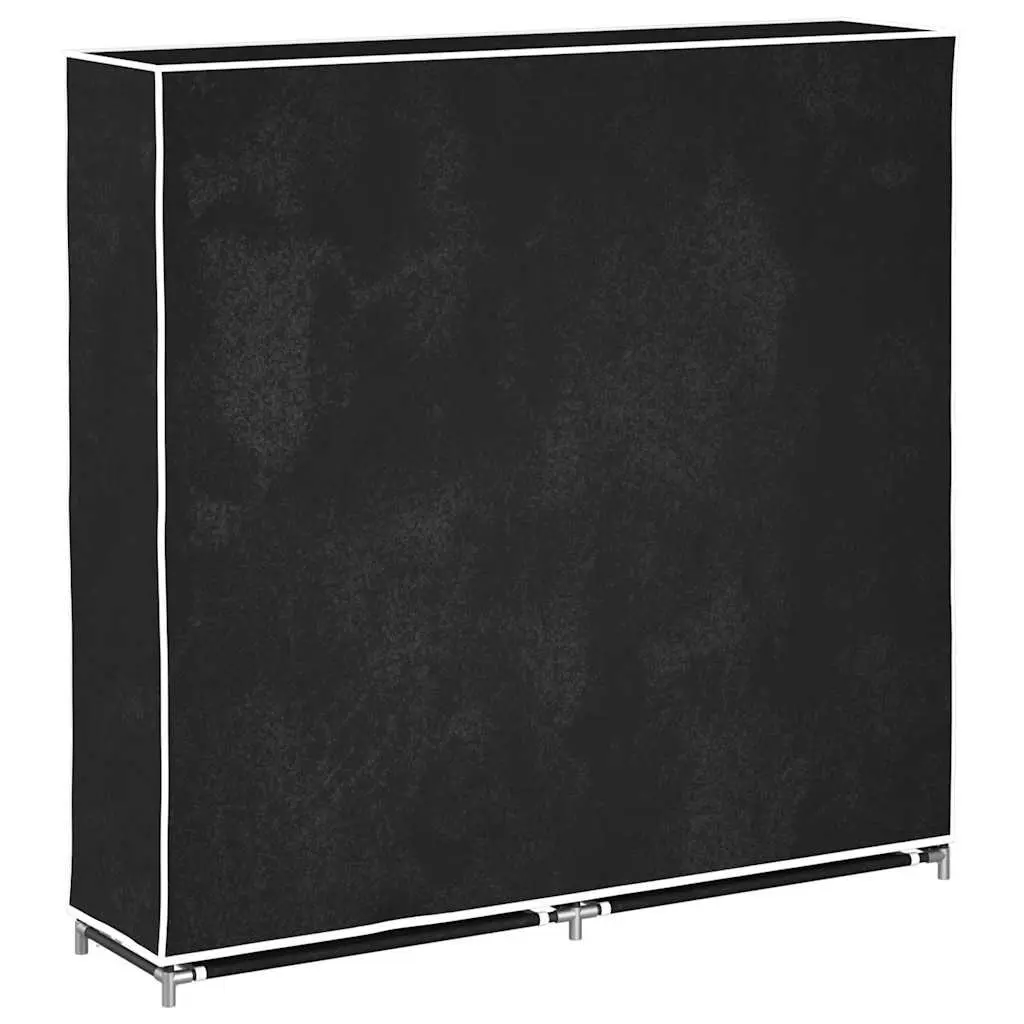 Shoe Cabinet Fabric 115cm Black Double 5-Tier
