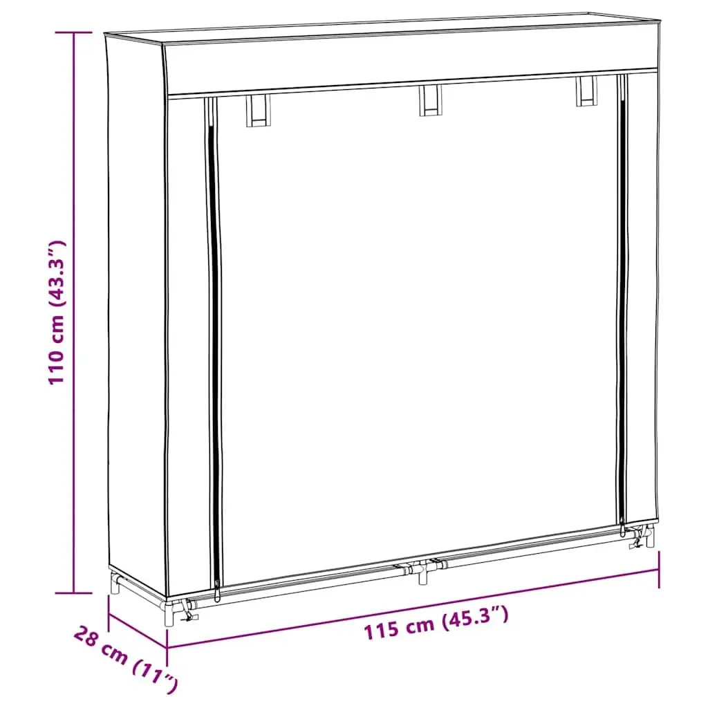 Shoe Cabinet Fabric 115cm Black Double 5-Tier