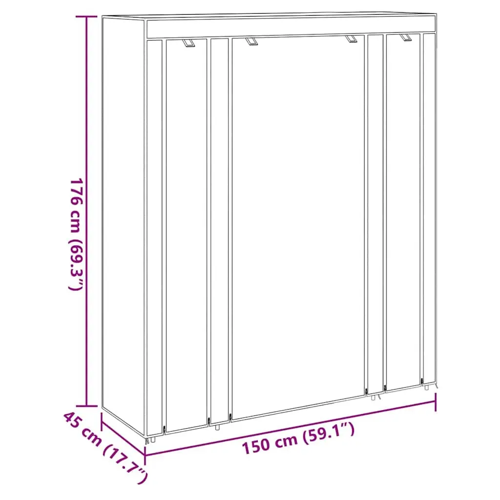 Portable Wardrobe Cabinet with Storage Compartments