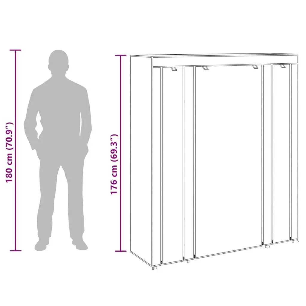 Portable Wardrobe Cabinet with Storage Compartments