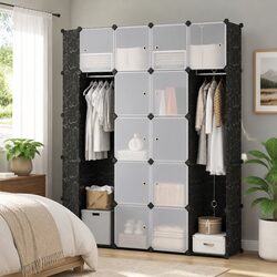 Modular Cabinet 14 Compartments Black Wardrobe Storage Cupboard Organiser